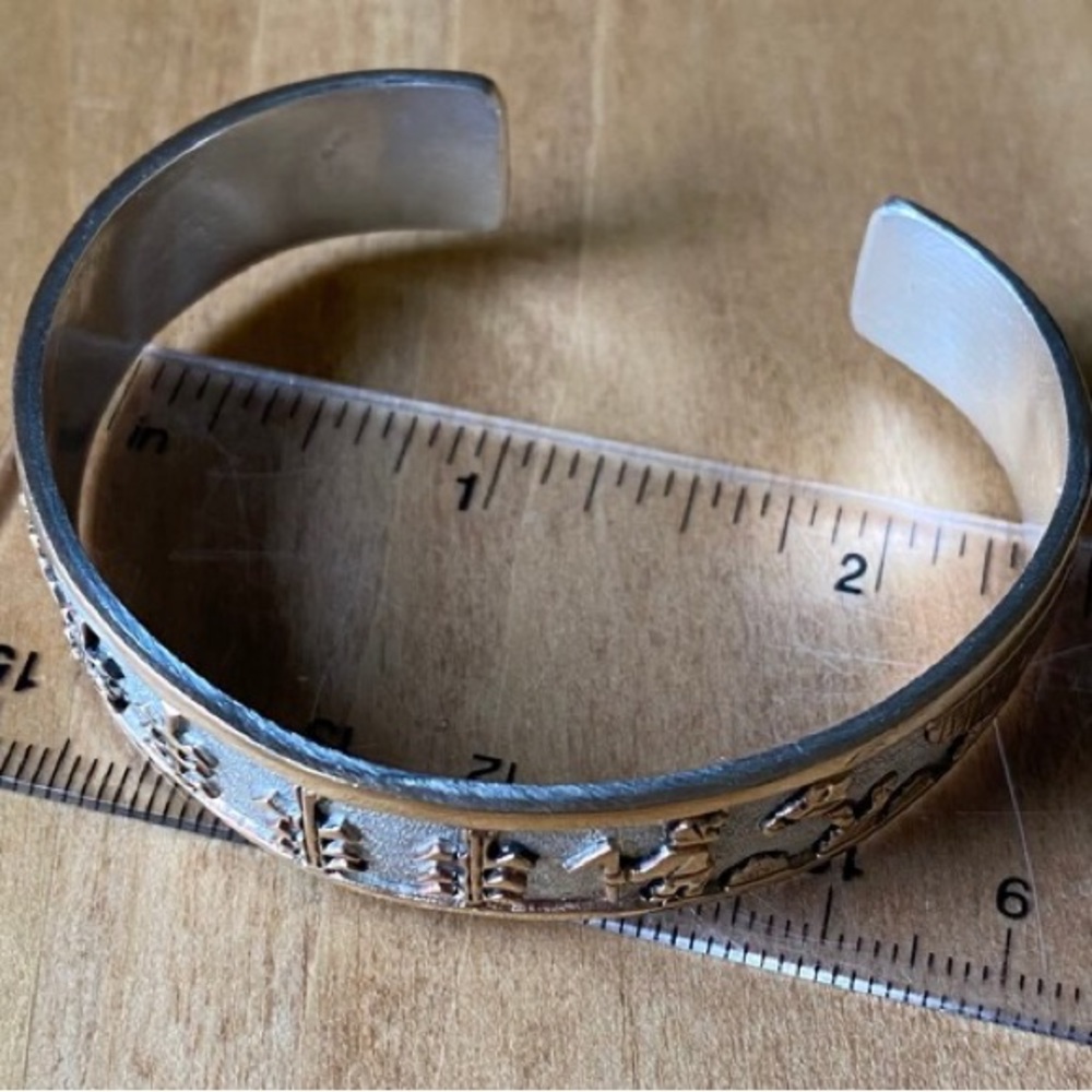 Navajo Floyd (Lloyd) Becenti Jr sterling and 12K gold filled bracelet. 24 grams - Picture 7 of 8
